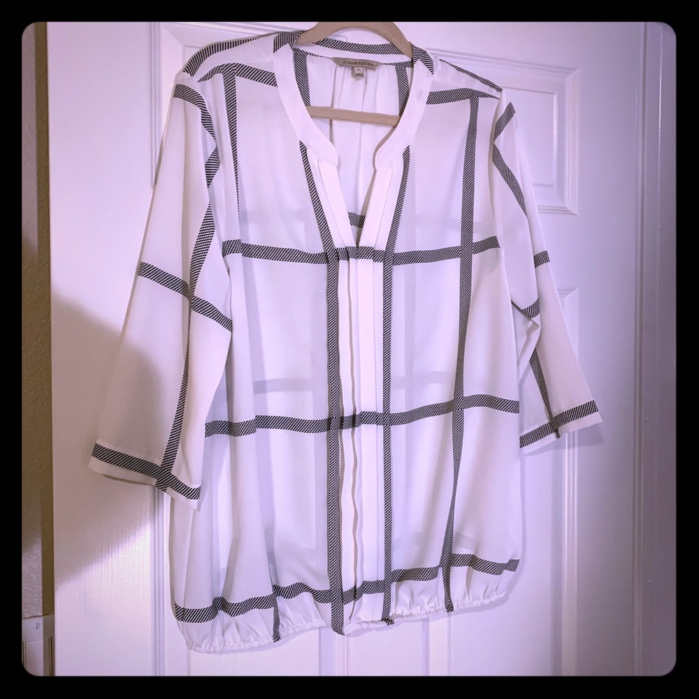 41 Hawthorn cream and black dress blouse